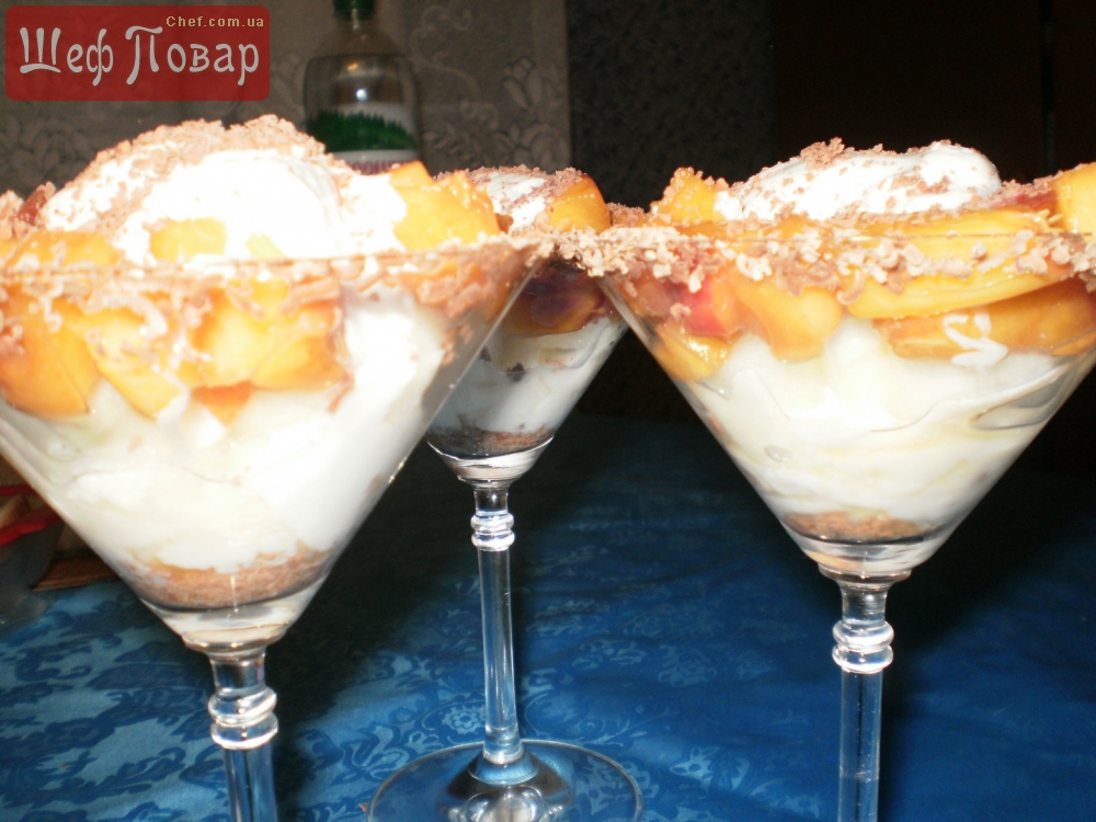 Десерт из дыни и персика