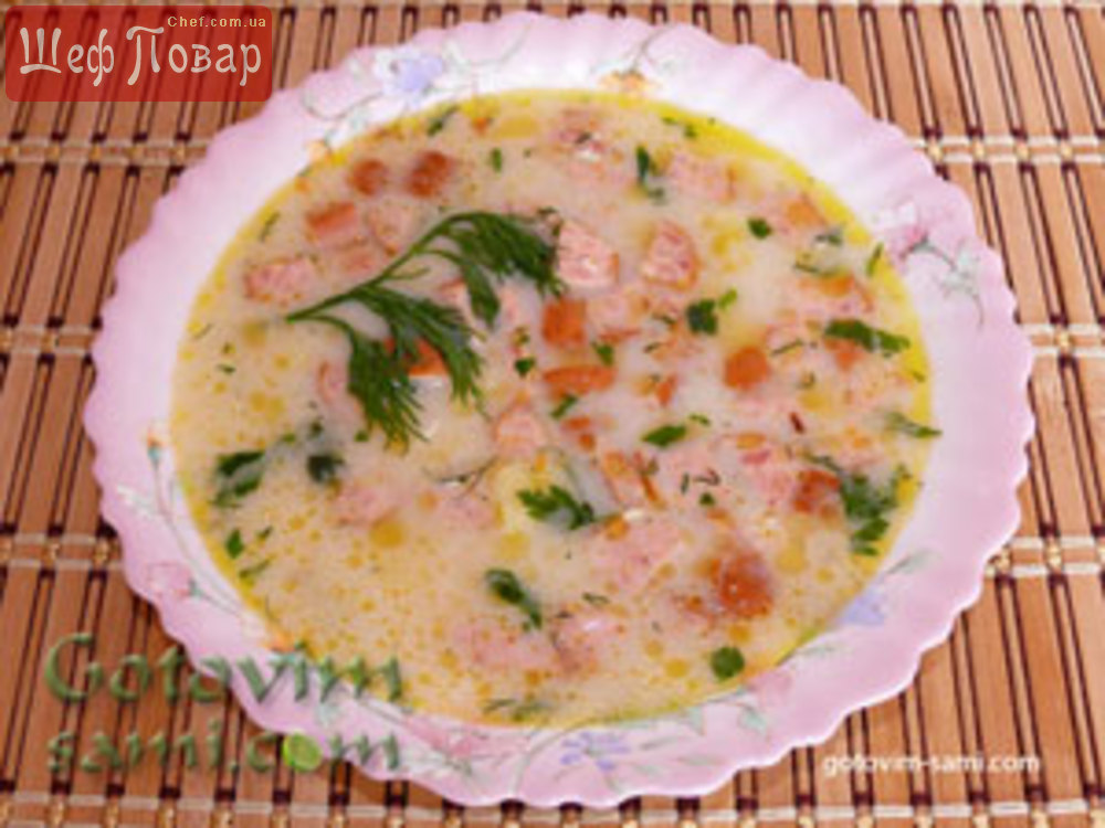 Рецепт супа из плавленых сырков с семгой