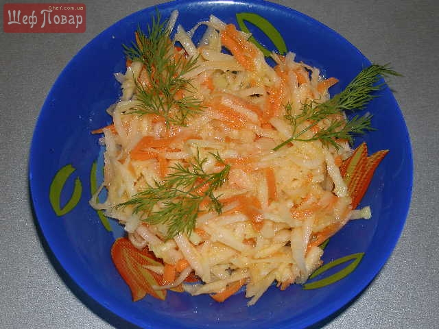 Салат из кольраби с морковью и яблоком
