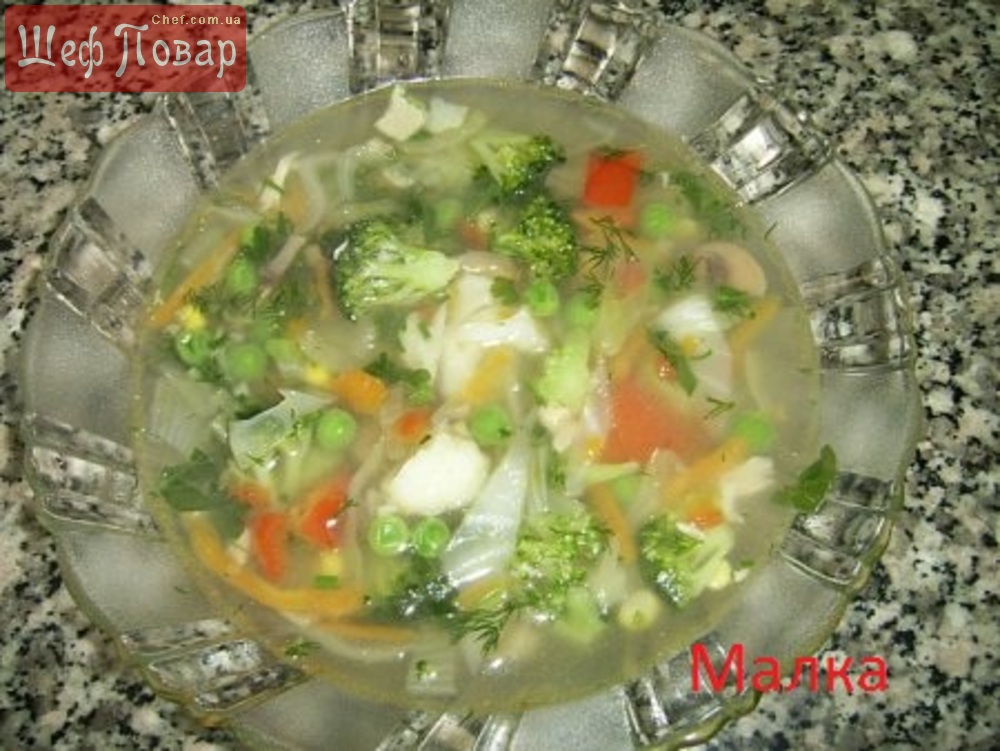  Овощной суп с брокколи и цветной капустой