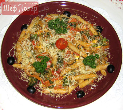 макароны с овощами