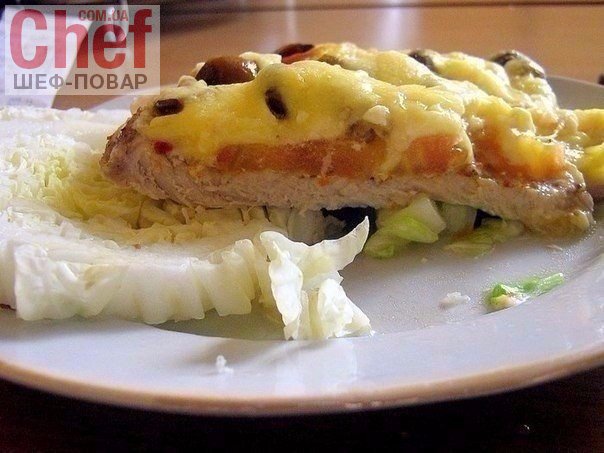  Мясо по-купечески с грибами