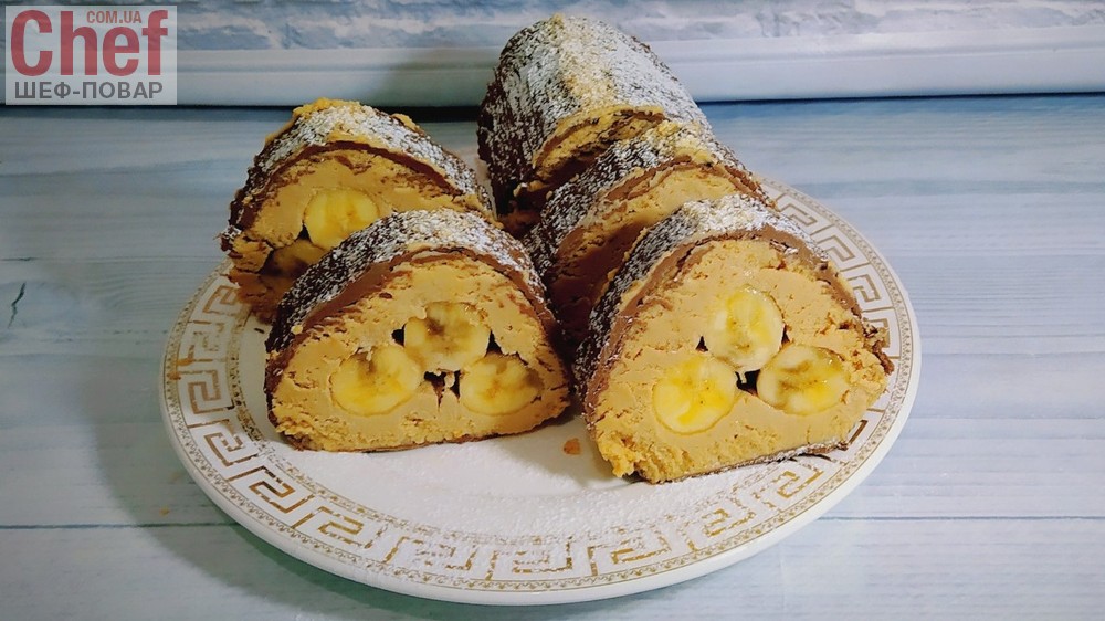 Творожный десерт с бананами без выпечки