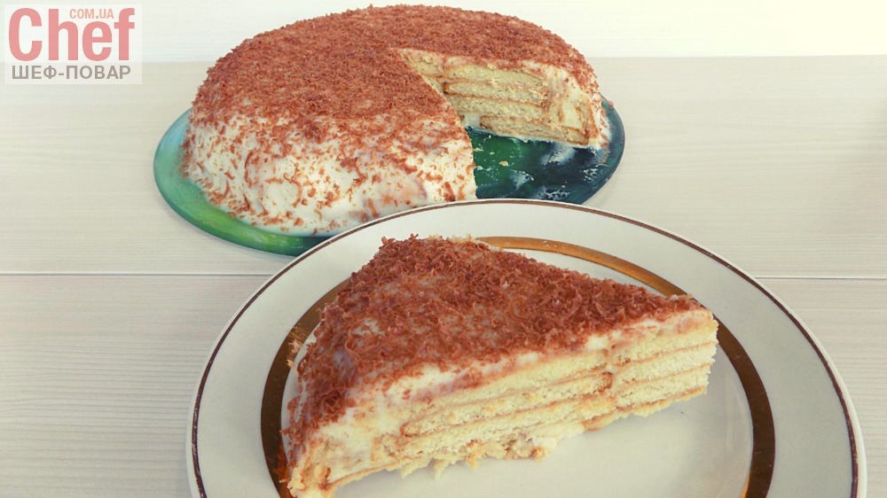Торт из печенья с творогом и сгущенкой без выпечки