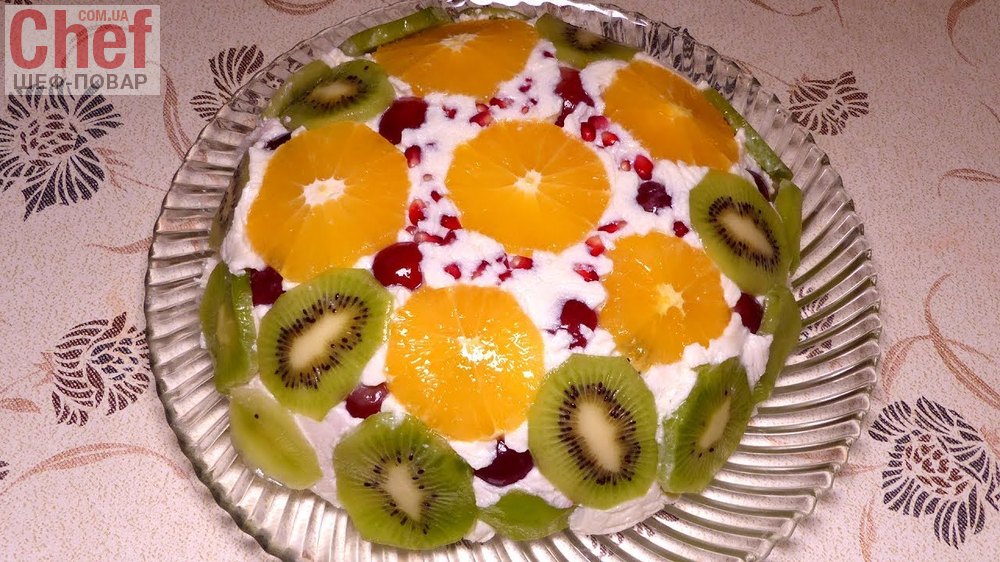 Творожный фруктовый торт