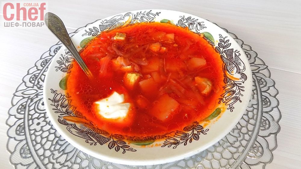 Классический рецепт борща со свининой и томатной пастой
